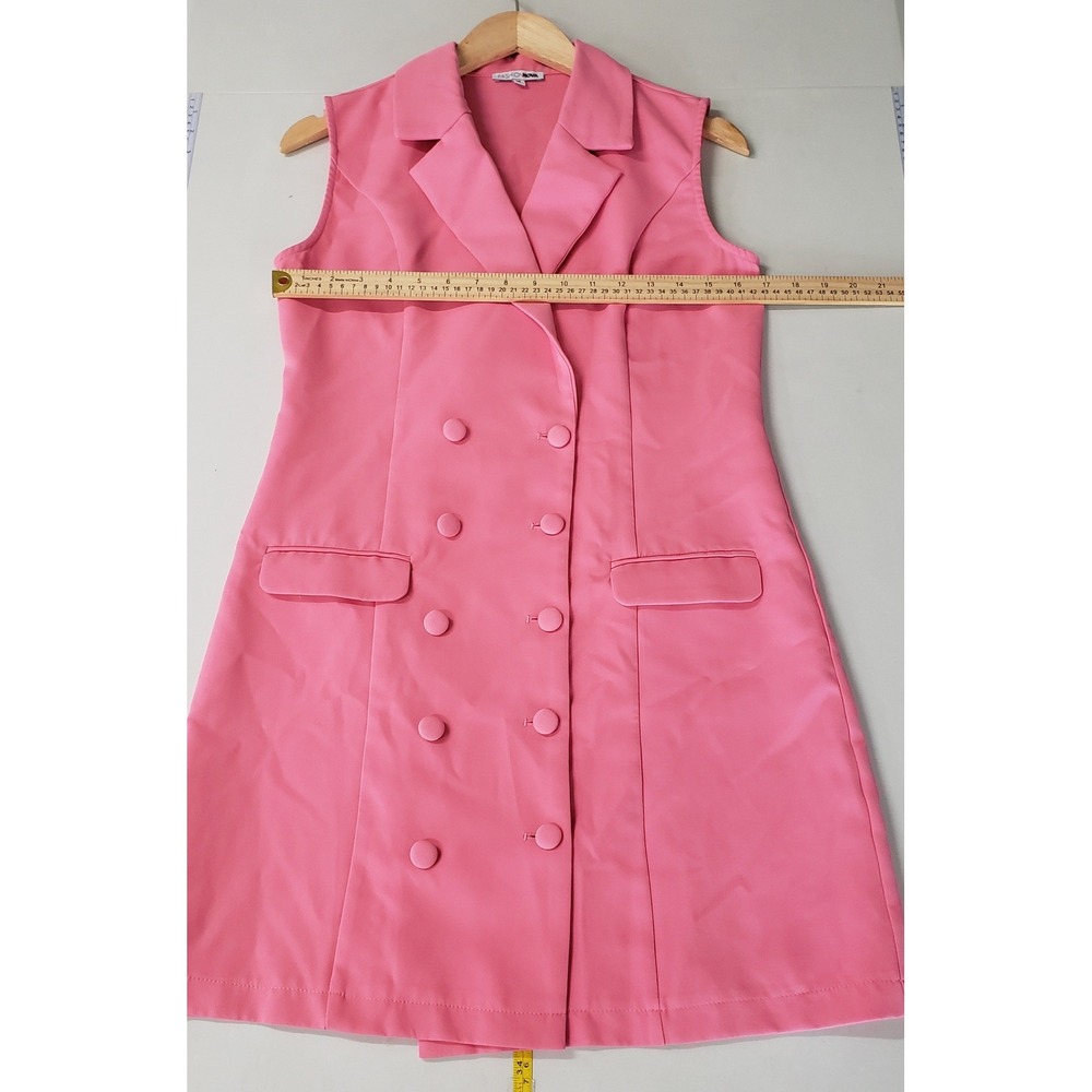 Fashion Nova‎ Blazer Dress Womens Medium Pink Sleeveless Double Breasted Mini - Picture 3 of 6